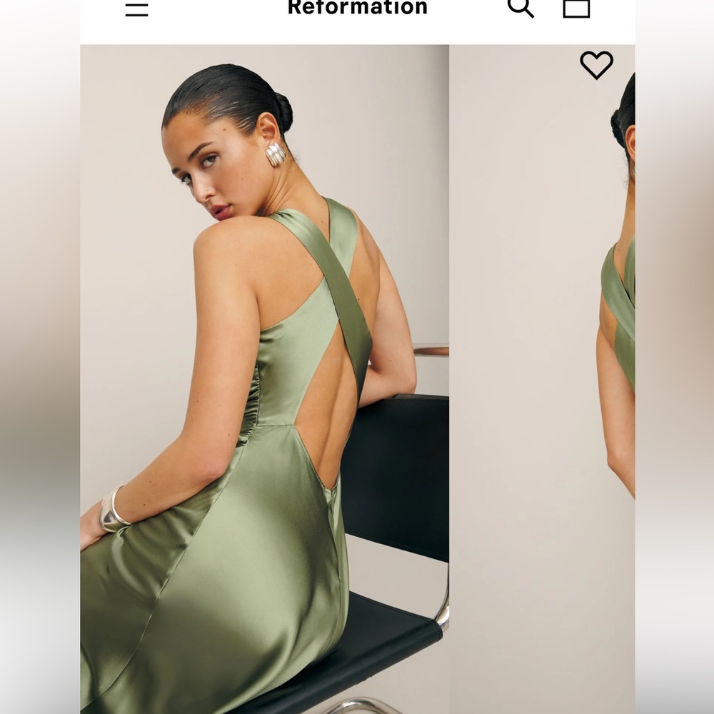 reformation casette silk dress artichoke size 0